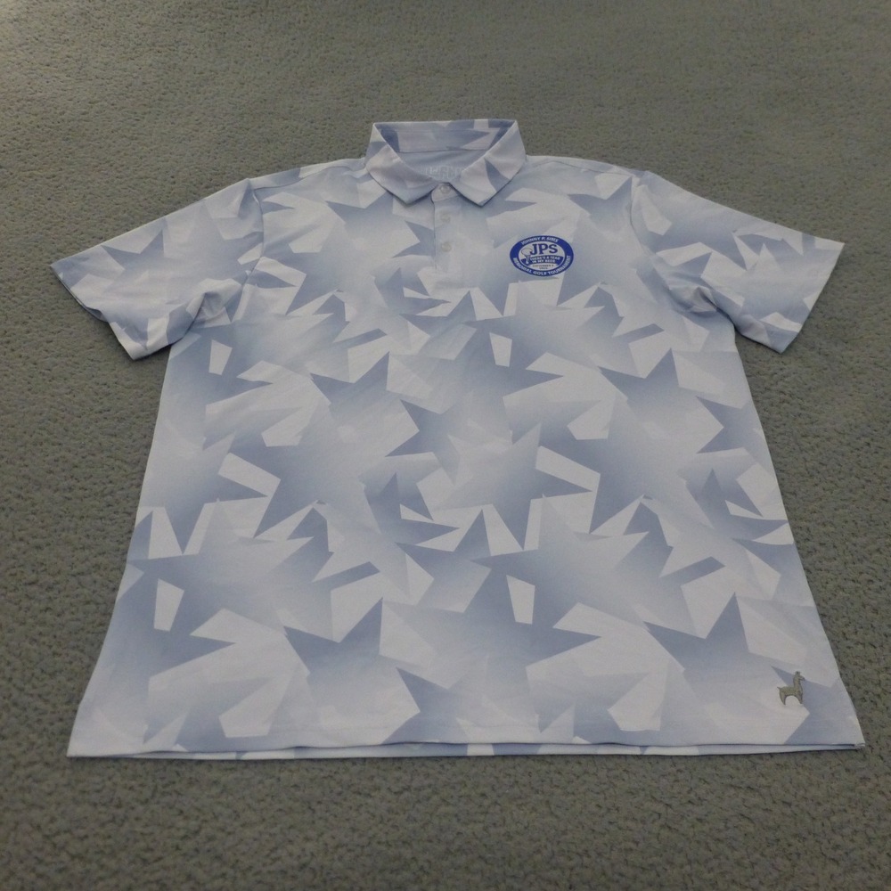 Lofty Llama Shirt Mens XL Golf Polo Stars Geometric Stretch Performance Blue